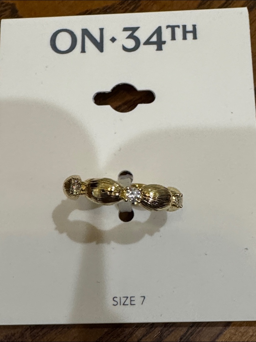 On 34th Cubic Zirconia Textured Bubble Band Ring